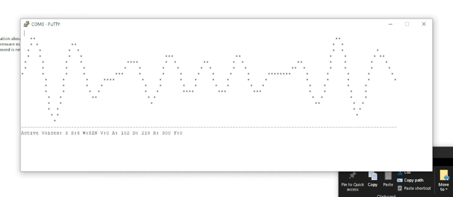 ASCII oscilloscope output from the AVR synthesizer